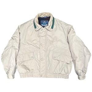 Members Only Mens L Beige Harrington Jacket Plaid Lined Zip Front Pockets